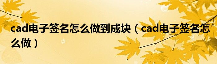 cad电子签名怎么做到成块（cad电子签名怎么做）