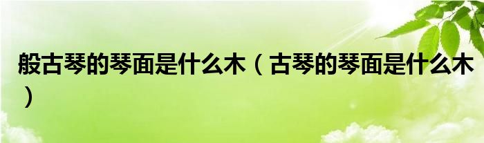 般古琴的琴面是什么木（古琴的琴面是什么木）