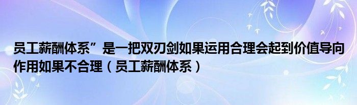 员工薪酬体系”是一把双刃剑如果运用合理会起到价值导向作用如果不合理（员工薪酬体系）