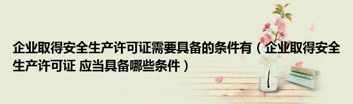 企业取得安全生产许可证需要具备的条件有（企业取得安全生产许可证 应当具备哪些条件）