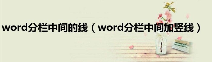 word分栏中间的线（word分栏中间加竖线）