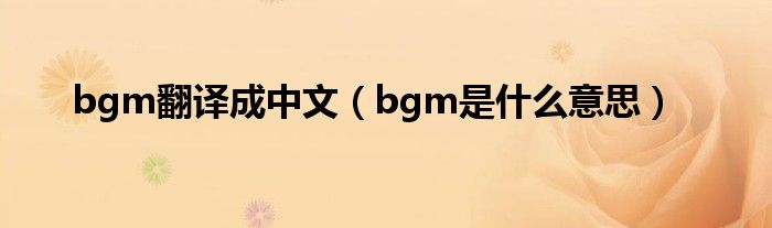 bgm翻译成中文（bgm是什么意思）