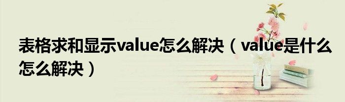 表格求和显示value怎么解决（value是什么怎么解决）