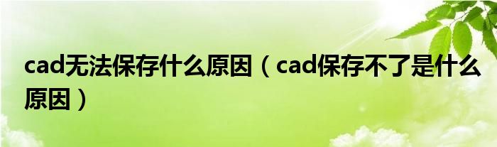 cad无法保存什么原因（cad保存不了是什么原因）