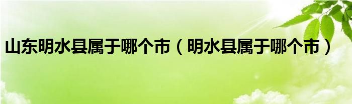 山东明水县属于哪个市（明水县属于哪个市）