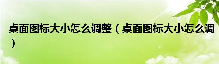 桌面图标大小怎么调整（桌面图标大小怎么调）