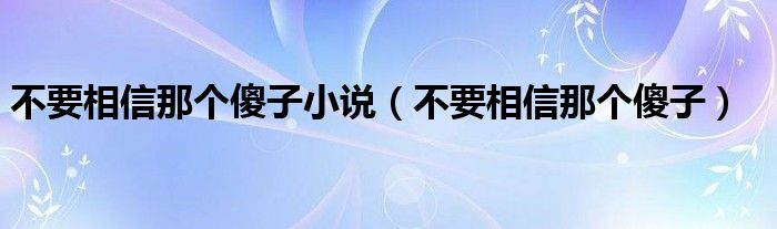 不要相信那个傻子小说（不要相信那个傻子）