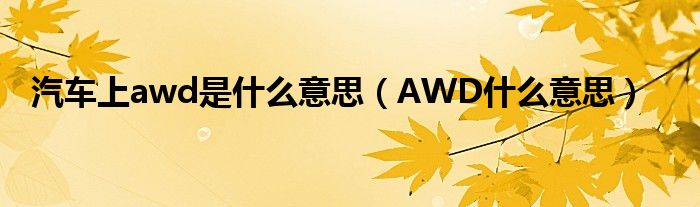 汽车上awd是什么意思（AWD什么意思）