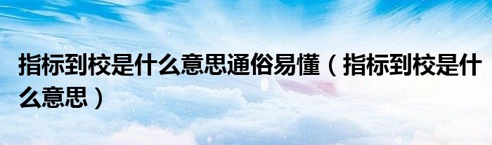 指标到校是什么意思通俗易懂（指标到校是什么意思）