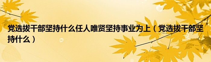 党选拔干部坚持什么任人唯贤坚持事业为上（党选拔干部坚持什么）