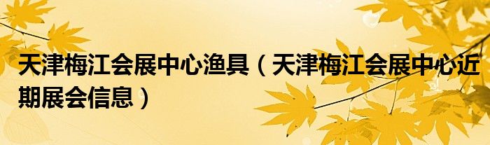 天津梅江会展中心渔具（天津梅江会展中心近期展会信息）