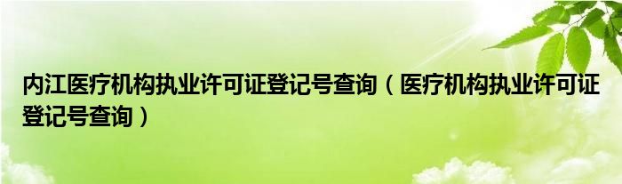 内江医疗机构执业许可证登记号查询（医疗机构执业许可证登记号查询）