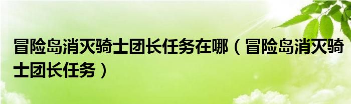 冒险岛消灭骑士团长任务在哪（冒险岛消灭骑士团长任务）