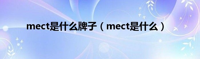 mect是什么牌子（mect是什么）