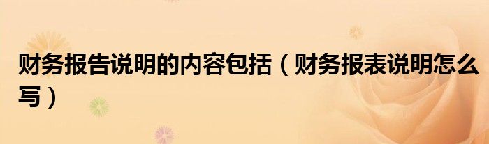 财务报告说明的内容包括（财务报表说明怎么写）