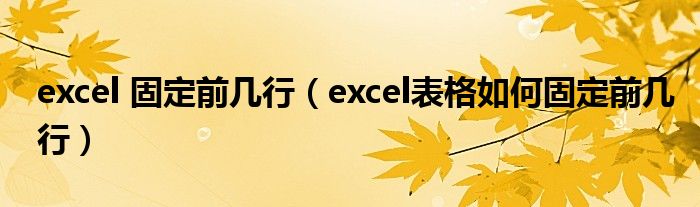 excel 固定前几行（excel表格如何固定前几行）