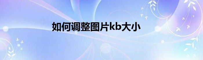 如何调整图片kb大小