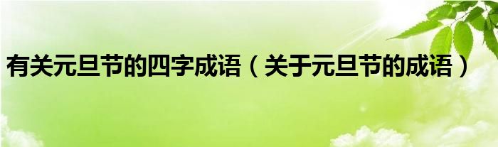 有关元旦节的四字成语（关于元旦节的成语）