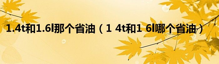 1.4t和1.6l那个省油（1 4t和1 6l哪个省油）