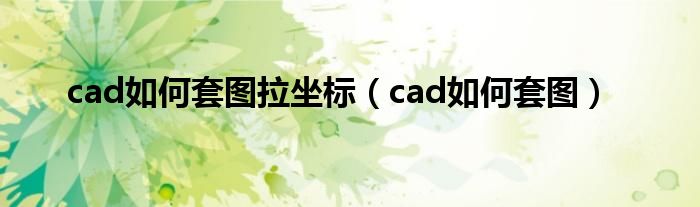 cad如何套图拉坐标（cad如何套图）