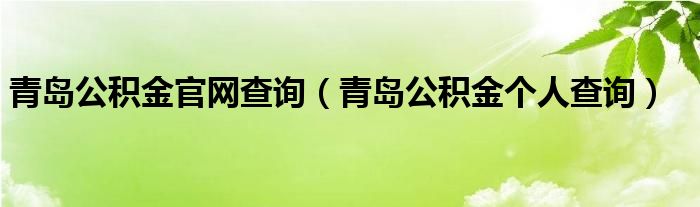 青岛公积金官网查询（青岛公积金个人查询）