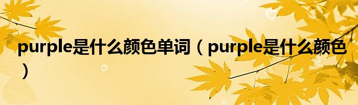 purple是什么颜色单词（purple是什么颜色）