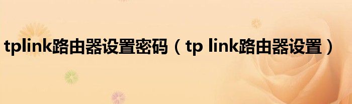 tplink路由器设置密码（tp link路由器设置）