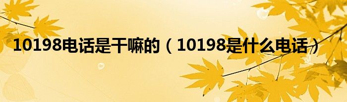 10198电话是干嘛的（10198是什么电话）