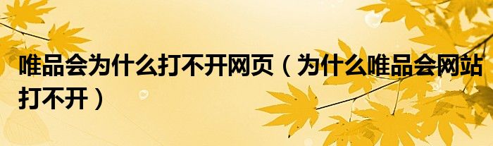 唯品会为什么打不开网页（为什么唯品会网站打不开）