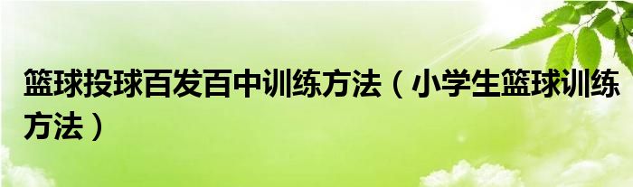 篮球投球百发百中训练方法（小学生篮球训练方法）