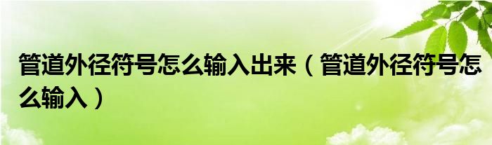 管道外径符号怎么输入出来（管道外径符号怎么输入）