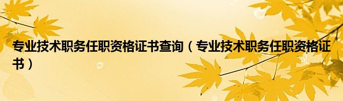 专业技术职务任职资格证书查询（专业技术职务任职资格证书）