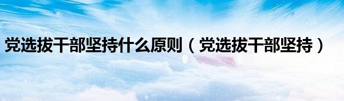 党选拔干部坚持什么原则（党选拔干部坚持）