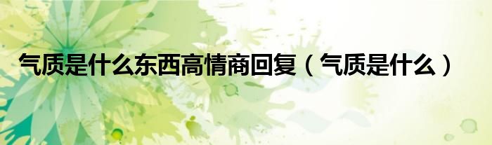 气质是什么东西高情商回复（气质是什么）