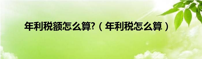 年利税额怎么算?（年利税怎么算）