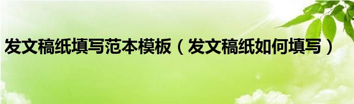 发文稿纸填写范本模板（发文稿纸如何填写）