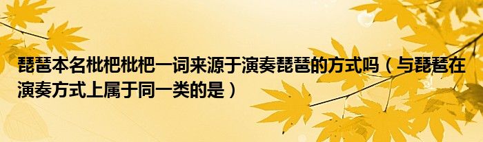 琵琶本名枇杷枇杷一词来源于演奏琵琶的方式吗（与琵琶在演奏方式上属于同一类的是）