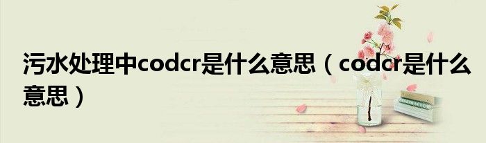 污水处理中codcr是什么意思（codcr是什么意思）