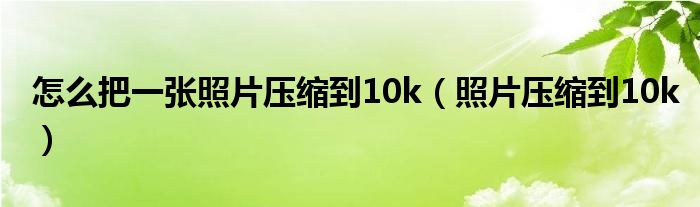 怎么把一张照片压缩到10k（照片压缩到10k）