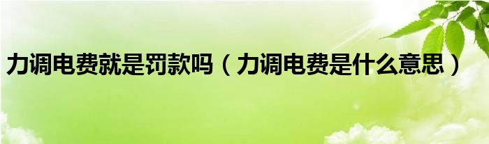 力调电费就是罚款吗（力调电费是什么意思）