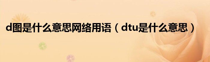 d图是什么意思网络用语（dtu是什么意思）