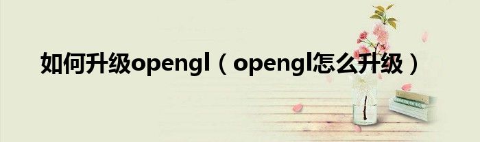 如何升级opengl（opengl怎么升级）