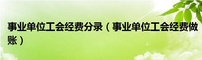 事业单位工会经费分录（事业单位工会经费做账）