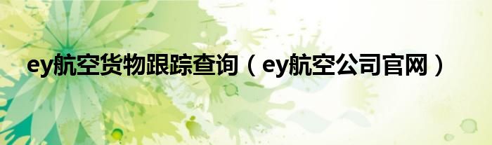 ey航空货物跟踪查询（ey航空公司官网）