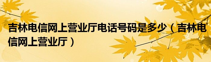 吉林电信网上营业厅电话号码是多少（吉林电信网上营业厅）