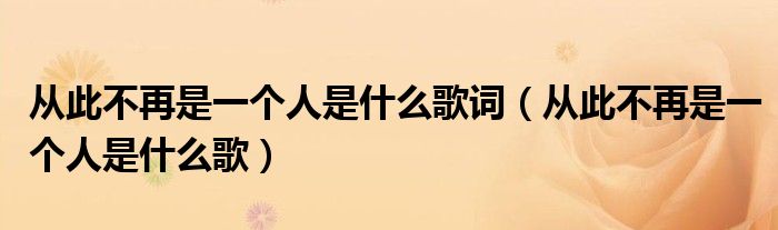 从此不再是一个人是什么歌词（从此不再是一个人是什么歌）