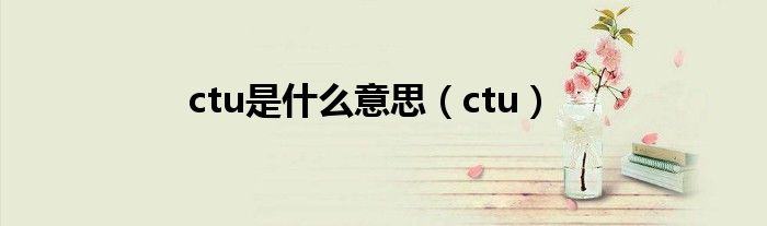 ctu是什么意思（ctu）