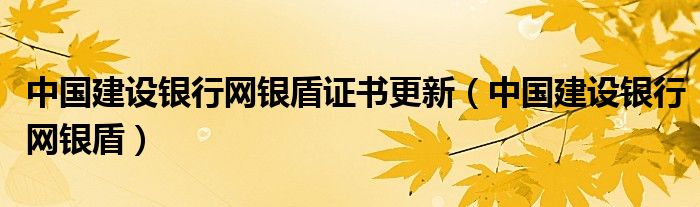 中国建设银行网银盾证书更新（中国建设银行网银盾）