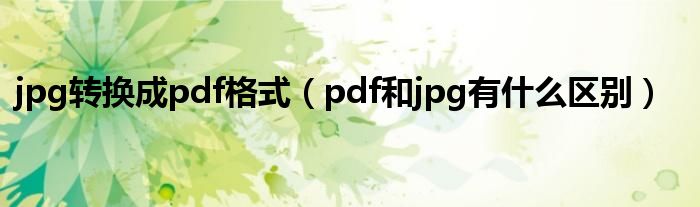 jpg转换成pdf格式（pdf和jpg有什么区别）