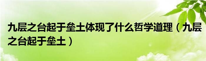 九层之台起于垒土体现了什么哲学道理（九层之台起于垒土）